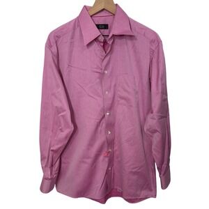Eton Pink Textured Dress Shirt Mens Size 42 16.5 Cotton Long‎ Sleeve Button Down